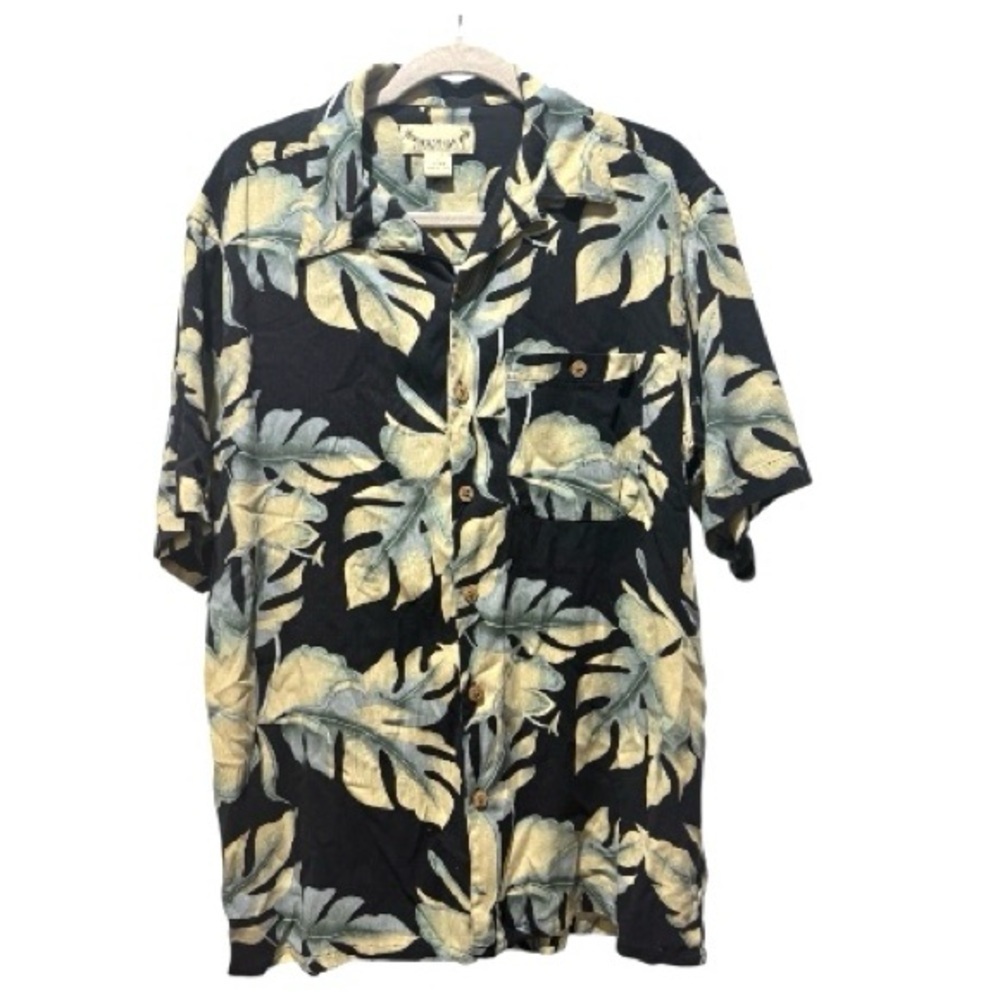 Paradise Coves Men’s Silk Hawaiian Shirt Size M Tropical Print